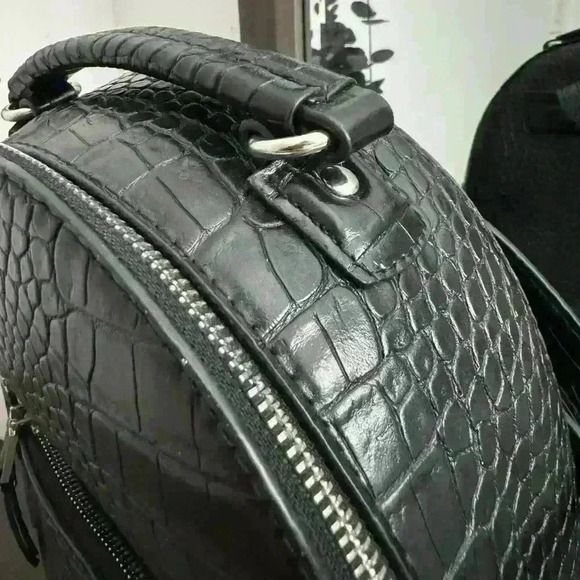 Women’s Black  Snake-print Mini Backpack - Picture 5 of 10